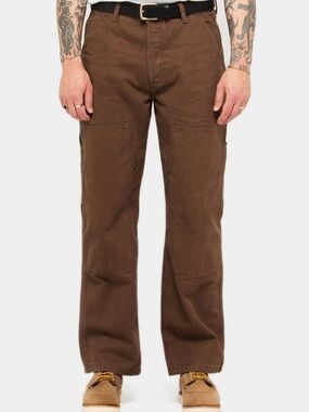 P&Co Albion Straight Fit double knee Carpenter Pant-Caribou brown 32